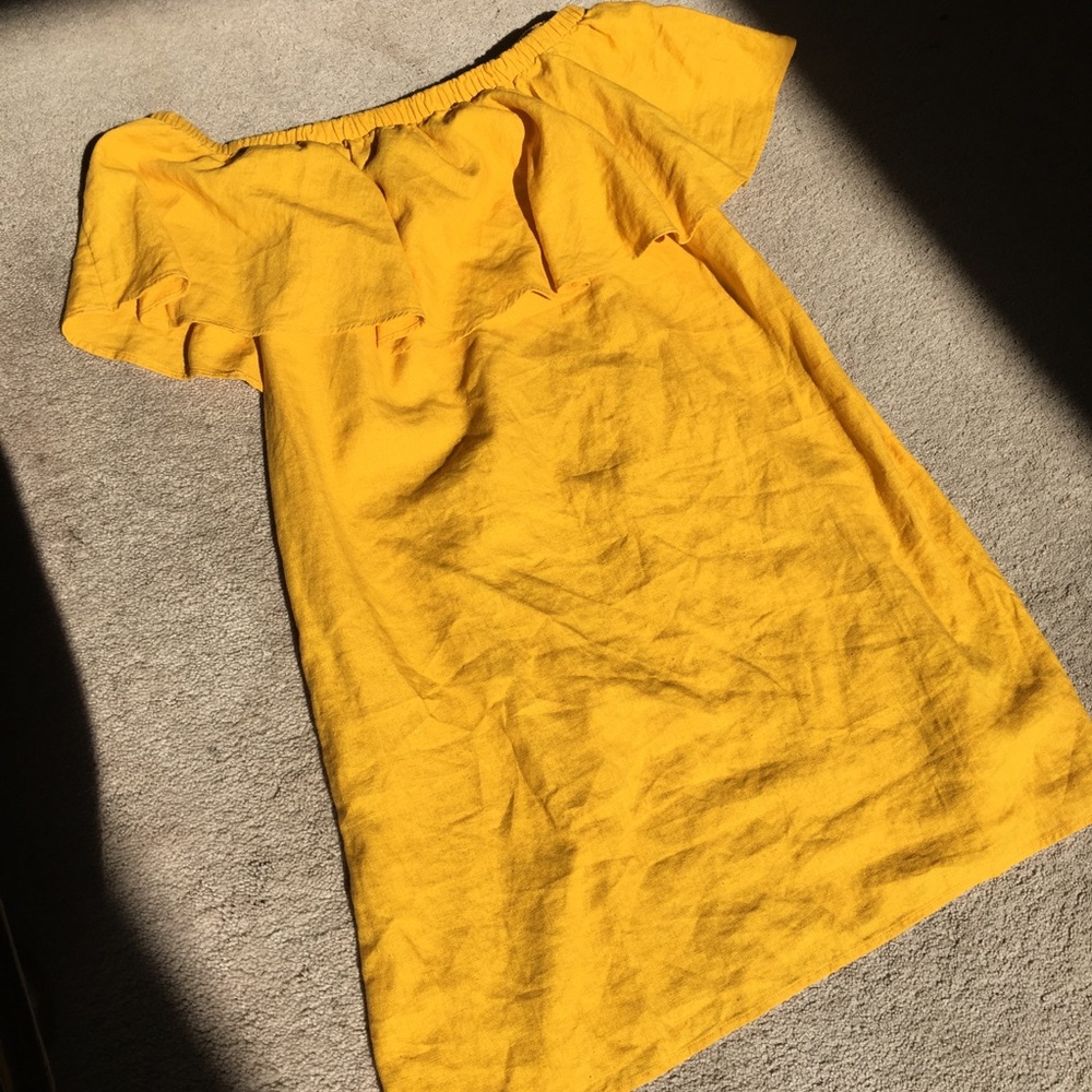 Shoulder Yellow Dress